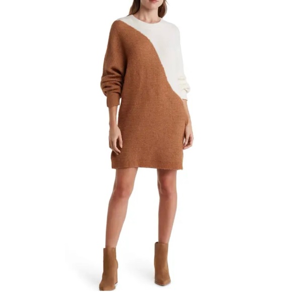 Anthro Blu Pepper Colorblock Sweater Dress - Picture 2 of 11